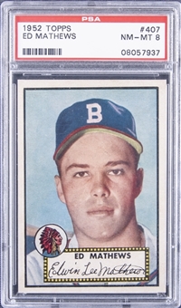 1952 Topps #407 Ed Mathews Rookie Card – PSA NM-MT 8